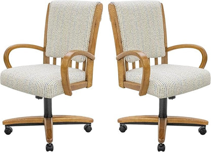 Chromcraft Set of 2 Caster Swivel Tilt Dining Chairs, Ultra Comfort Kitchen Chairs Casual Chairs with Soft Rubber Wheels Rolling Chair on Wheels for Kitchen(Ivanhoe NPL Nude)
