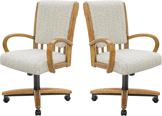Chromcraft Set of 2 Caster Swivel Tilt Dining Chairs, Ultra Comfort Kitchen Chairs Casual Chairs with Soft Rubber Wheels Rolling Chair on Wheels for Kitchen(Ivanhoe NPL Nude)