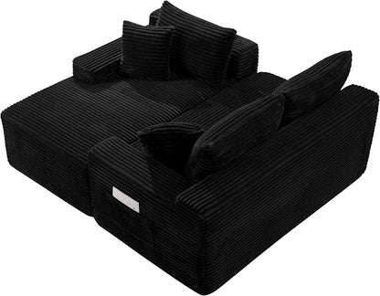 106-Inch Oversized U-Shaped Left Facing Corner Compressed Sofa Modular Boneless Cloud Sectional Sofa Floor Foam Couch W/Chaise & Ottoman, Corduroy Corner Boneless Cloud Couch