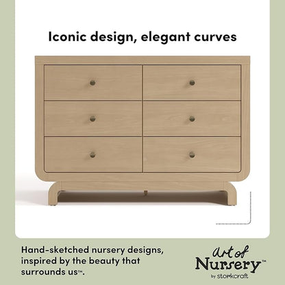 Storkcraft Santorini 6 Drawer Double Dresser (Driftwood) - GREENGUARD Gold Certified, Interlocking Drawer System, Dresser Drawer Organizer for Kids Bedroom