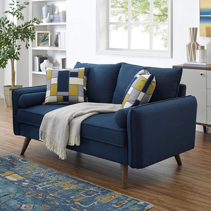 Modway Revive Contemporary Modern Fabric Upholstered Loveseat In Azure
