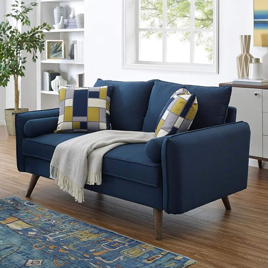 Modway Revive Contemporary Modern Fabric Upholstered Loveseat In Azure