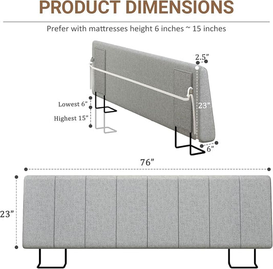 King Size Headboard Only-No Assembly, Upholstered Headboard King Size Linen Fabric Modern Style Headboards Extra-Thick, Light Gray