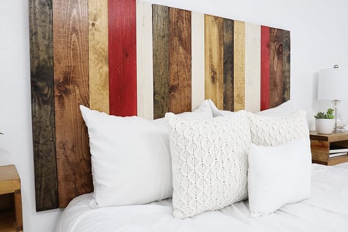 Barn Walls Fall Mix Signature Design, Multicolored Solid Wood Headboard, Floating Panels, Wall Mount, Adjustable Height, Easy Assembly, Twin Size