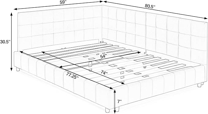 Bellemave Full Size Corner Bed Frame with Comfortable Backrest and Armrests, Velvet Tufted Corner Bed Frame Full Size, Upholstered Daybed for Bedroom, Living Room, Guest Room, Pink