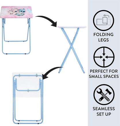Disney Stitch Folding Tray Table,Portable Snack & Laptop Table, Compact Space-Saving Design for Kids & Teens, Lightweight Indoor Table for Bedroom, Dorm, or Playroom