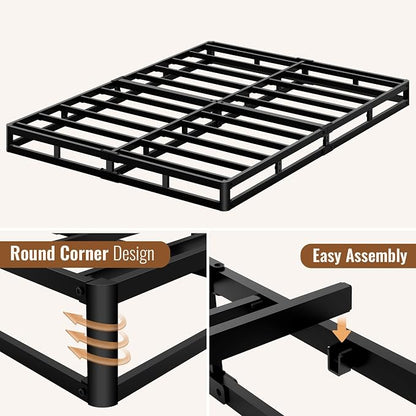 Full Size 5 Inch Box Spring - Heavy Duty Metal Mattress Foundation (2500lbs Capacity), Noise-Free, Easy Assembly with Removable Cover