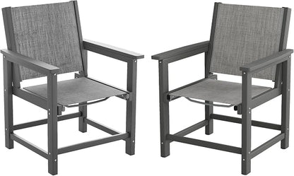 UDPATIO HDPE Dining Chair Set of 2, Heavy Duty Extra-Wide Outdoor Chairs with 360 lb Load Capacity, Easy to Assembly, All-Weather Seating for Patio, Pool, Garden, Backyard,Light-Grey