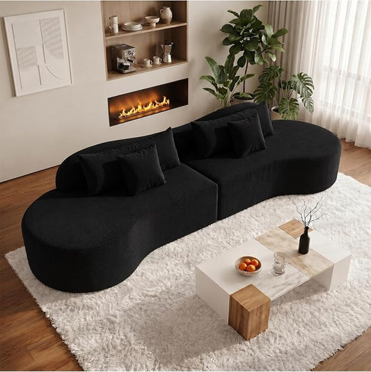 Oversized Modern Curved Cloud Couch Sectional, Boneless Compression Sofa, Modular Sectional Couches, High Density Foam Deep seat Couch with Pillows, Corduroy Sofa for Living Room Office