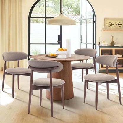 COLAMY Wooden Dining Chairs Set of 2, Modern Fabric Upholstered Dining Room Chair, Farmhouse Kitchen Chair with Foot Pegs, Camel
