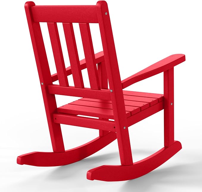 Costaelm Paradise Kids Outdoor Preschool HDPE Plastic Rocking Chair (Set of 2), Red