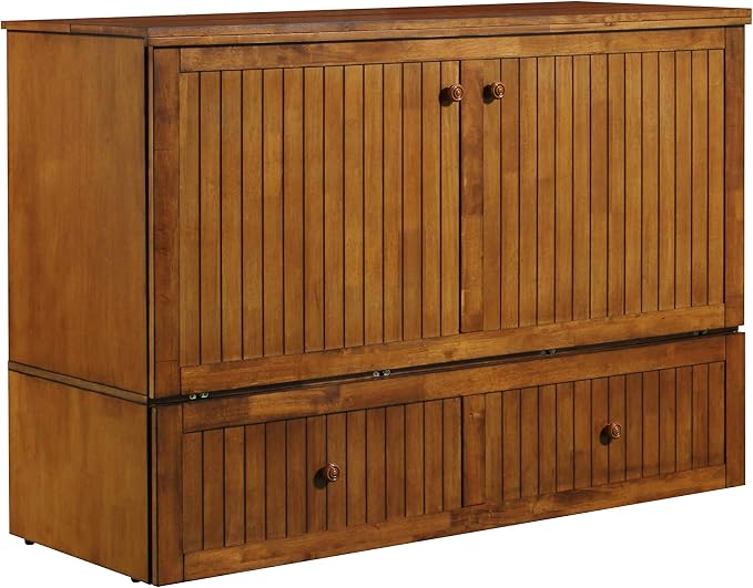 Mega Solutions Murphybedz Tuscany Murphy Cabinet Chest Bed with Charging Station 6 Inch (Scandinavian Oak, Queen)