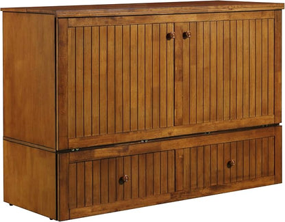 Mega Solutions Murphybedz Tuscany Murphy Cabinet Chest Bed with Charging Station 6 Inch (Scandinavian Oak, Queen)