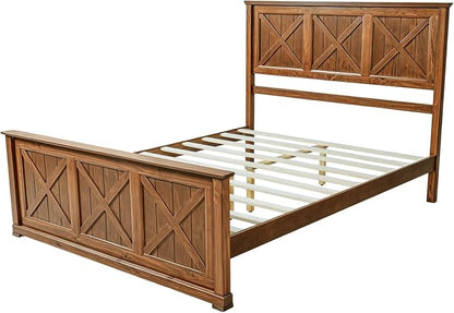 4 Piece Bedroom Set Queen Size Bed Frame with Dresser and 2 Nightstands | Walnut Platform Bed Frames,4 Storage Drawers Cabinet,Farmhouse Bedroom Furniture Sets,Sturdy Wooden Slat Support,Guest Room
