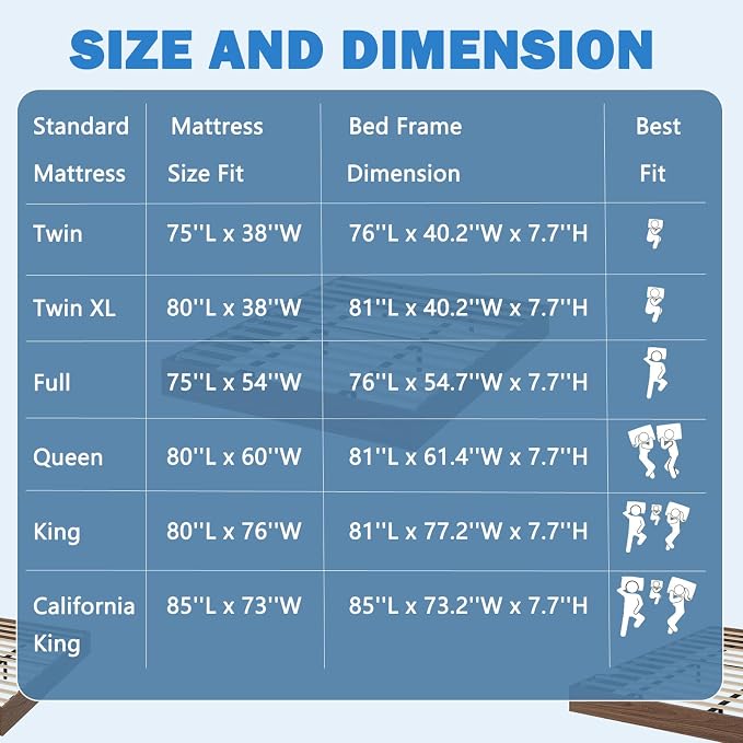 GarveeHome Twin XL Size Wood Platform Bed Frame, Wooden Bed Frame No Headboard, Wood Slat Support, No Box Spring Needed, Easy Assembly
