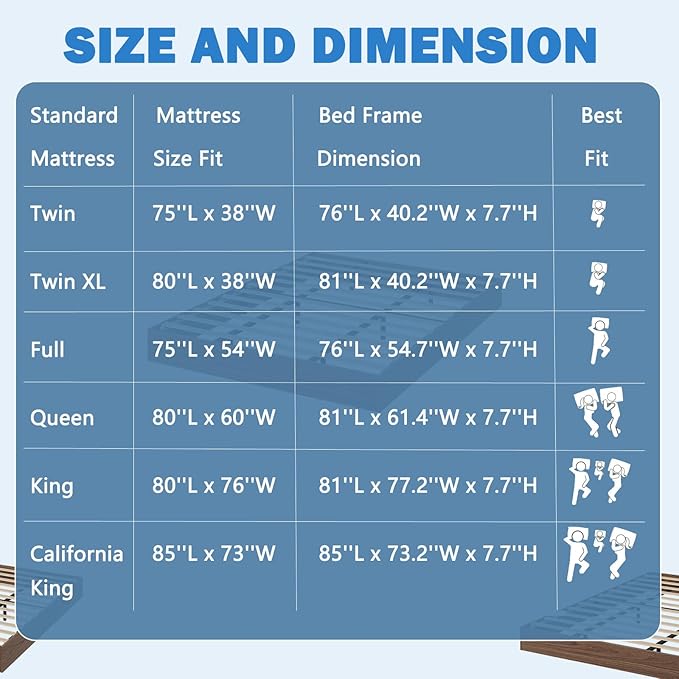 GarveeHome Queen Size Wood Platform Bed Frame,Wooden Bed Frame Without Headboard, Wood Slat Support,No Box Spring Needed, Easy Assembly