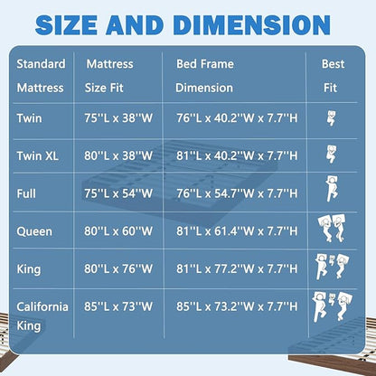 GarveeHome King Size Wood Platform Bed Frame,Wooden Bed Frame Without Headboard, Wood Slat Support,No Box Spring Needed, Easy Assembly