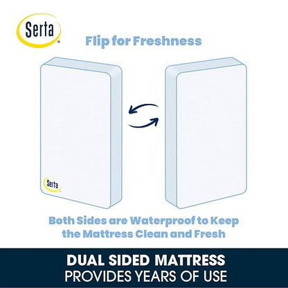 Delta Children Abby Convertible Crib 'N' Changer, Grey + Serta Perfect Slumber Dual Sided Recycled Fiber Core Crib and Toddler Mattress (Bundle)