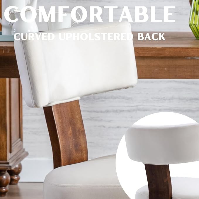 RIVOVA Set of 6 Modern Dining Chairs, Farmhouse Velvet Upholstered Dining Room Chairs Kitchen Chairs Side Armless Chairs with Curved Backrest Wood Legs, Cream