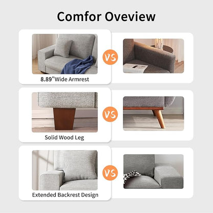 DOPEDIO Modern Loveseat Sofa for Living Room,Chenille Recliner, Removable Cover, Pocket Spring Cushions, Solid Wood Frame, Easy Assembly for Small Spaces (71.25inch，Light Gray)