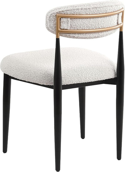 Morden Fort Upholstered Dining Chairs Set of 4, Modern Boucle Chairs with Gold Metal Frame, Armless Fabric Chairs for Dining Room and Apartment, White