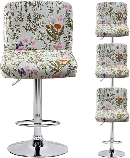 Levoberg Bar Stools Cover Set of 4 Printed Armless Swivel Barstools Slipcovers with Backs Stretch Square Counter Height Bar Stools Covers Mid Low Back Chair Cover for Kitchen Dining Room Bar #7