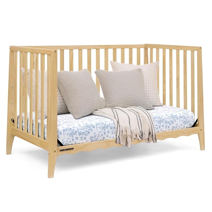 Delta Children Lulu 5-in-1 Convertible Crib, Converts to Toddler Bed, Daybed, Sofa & Full-Size Bed, Greenguard Gold Certified, Fits Standard Crib Mattress, 3 Mattress Heights for Baby, Natural