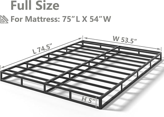 Qingzhou 5 Inch Box Spring Full Size Bed, Heavy Duty 3000 LBS Metal Bed Base with Easy Clean Fabric Cover Easy Assembly Mattress Foundation