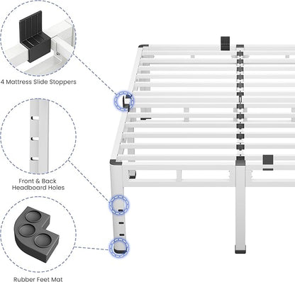 NKZ 24 Inch King Size Bed Frame, Metal Bed Frame & Box Spring 2 in 1 Platform with Round Corner Legs, 4000Lbs Heavy Duty Metal Frame, Mattress Slide Stopper, Headboard Hole, Noise-Free, Easy Assembly