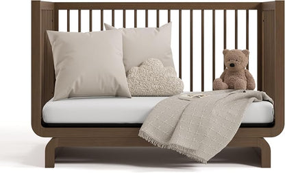 Storkcraft Santorini 5-in-1 Convertible Crib with Toddler Guardrail – GREENGUARD Gold Certified, Conversion Kit Included, 100% Solid Wood, Fits Standard Crib Mattress (Hazelnut)