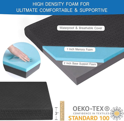 Memory Foam Camping Pad 3 Inch Thick, Soft Sleeping Pad with Waterproof Cover, Roll Up Cot Pad Topper for Travel Truck Bed Tent, Pad Only