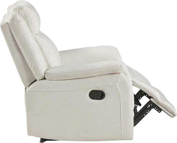 Lexicon Manual Recliner Chair, Polished Microfiber Reclining Sofa Chair, Home Theater Seating, Wall Hugger Manual Recliner for Living Room/Office/Apartment, Beige