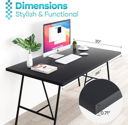 Kaboon 36x20 inch Black Table Top Universal, Solid One-Piece Desktop, Reversible Melamine Countertop, Double Desks, L-Desk DIY