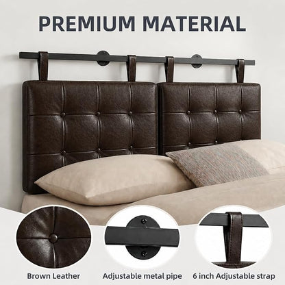Queen Headboard only, Wall Mounted Headboard for Adjustable Bed, Hanging Head Board for Queen Size Bed Button Tufted Upholstered Headboard Cabeceras De Cama for Bedroom, Dorm, Dark Brown Faux Leather