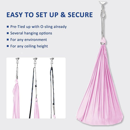 OUTREE Sensory Swing for Kids with 360° Swivel Hanger, Indoor Therapy Swing Great for Autism, ADHD, Sensory Processing Disorder, and Autistic Children (Pink)
