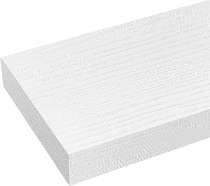Bathroom Floating Shelves,11.8'' Wall Mounted Wood Shelves,Hanging Shelf for Books/Toiletries/Decor(White,Set of 4)