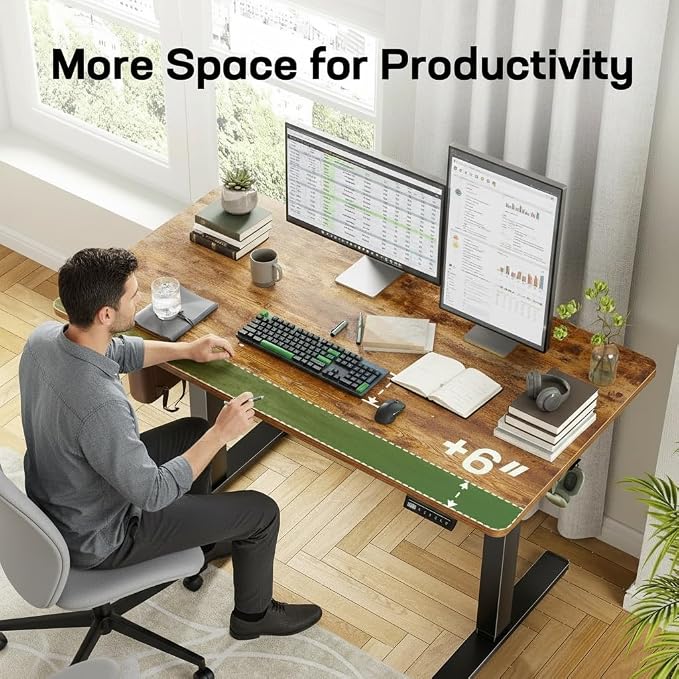 Marsail Whole Table Top, 48" x 30" Inch One-Piece Standing Desk Top, 6" Extra Wide,Rectangular Brown Wood Board for Height Adjustable Desk & Home Office