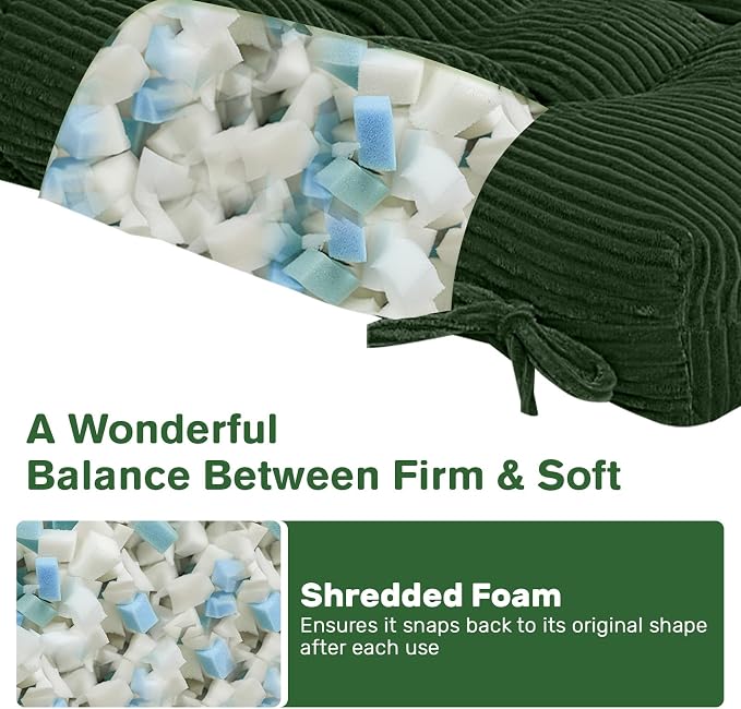 idee-home Egg Chair Cushion Replacement, Tufted Hanging Egg Chair Cushions with Corduroy Cover, Oversized Wicker Swing Cushion for Indoor Hammock Basket Chair, (Chair Not Included), 48x32 Inch