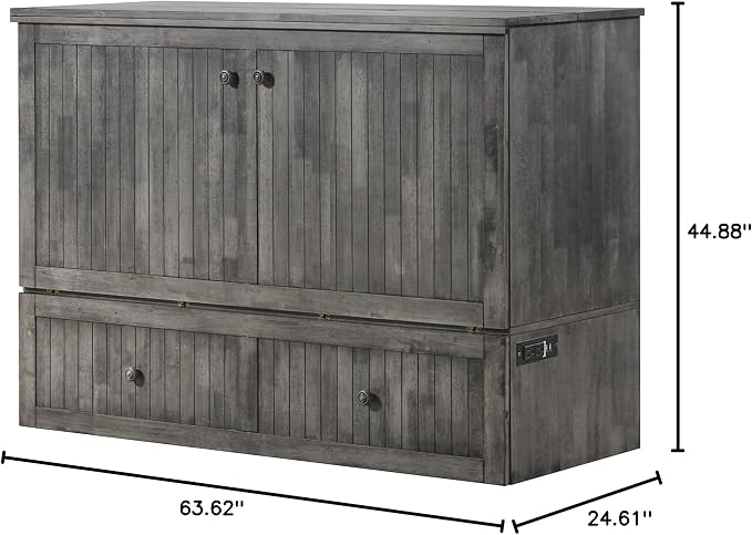 Mega Solutions Murphybedz Tuscany Murphy Cabinet Chest Bed with Charging Station 6 Inch (Galaxy Grey, Queen)