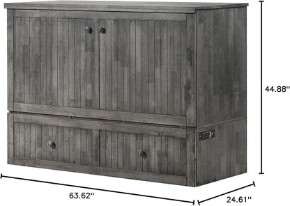 Mega Solutions Murphybedz Tuscany Murphy Cabinet Chest Bed with Charging Station 6 Inch (Galaxy Grey, Queen)