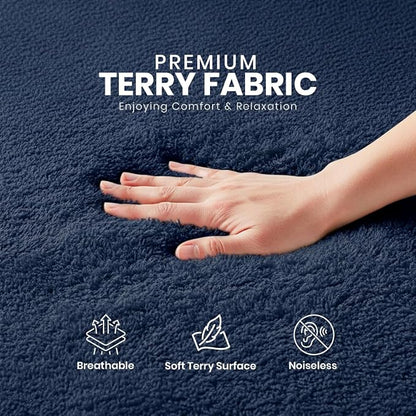 King Size Mattress Protector Waterproof, Premium 200 GSM Terry Mattress Cover, Soft & Breathable Bed Cover, Fitted Sheet Style Stretchable Deep Pockets 17" by Utopia Bedding (Navy Blue)