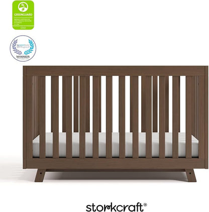 Storkcraft Beckett 3-in-1 Convertible Crib – GREENGUARD Gold Certified, Fits Standard Crib Mattress, Converts to Toddler Bed and Daybed, 4 Mattress Heights, Grow-with-Me Design (Hazelnut)