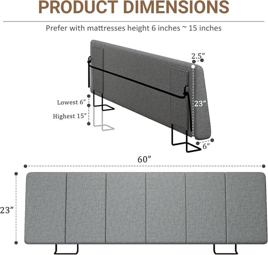Queen Size Headboard Only-No Assembly, Upholstered Headboard Queen Size Linen Fabric Modern Style Headboards Extra-Thick, Dark Gray