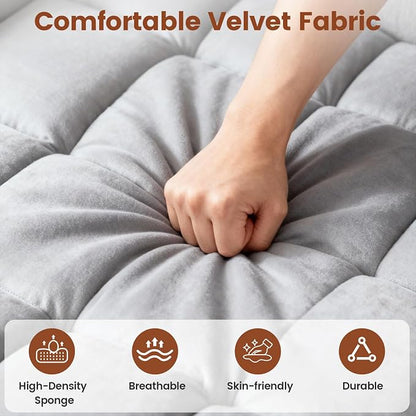 4 in 1 Sleeper Chair, Velvet Pull Out Chair Sleeper with Bracket and Cup Holder, Chairs Bed Sleepers with USB Port for Adults, Sofa Bed Chairs for Small Spaces, Living Room, Gray