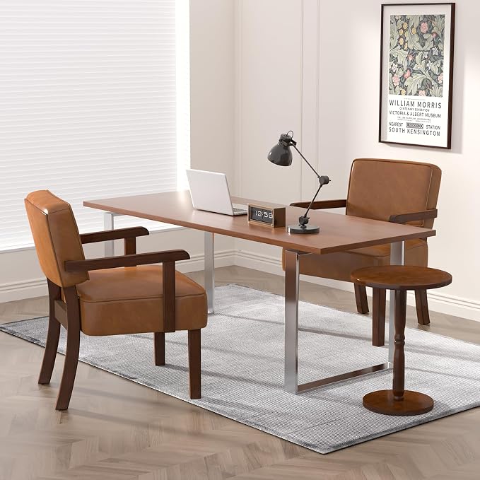 FAGAGA Accent Chairs Set of 2 with Table, PU Leather Living Room Chairs Oversize with Soft Seat and Armrests for Living Room Dinning Room Bedroom Reading Room Waiting Room
