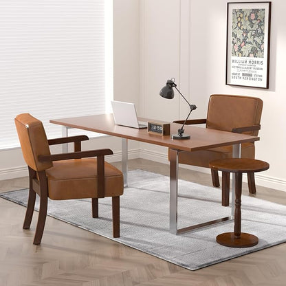 FAGAGA Accent Chairs Set of 2 with Table, PU Leather Living Room Chairs Oversize with Soft Seat and Armrests for Living Room Dinning Room Bedroom Reading Room Waiting Room