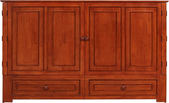 Mega Solutions Emurphybed Paradiseo Murphy Cabinet Chest Bed with Charging Station 8 Inch, Queen (Cherry)