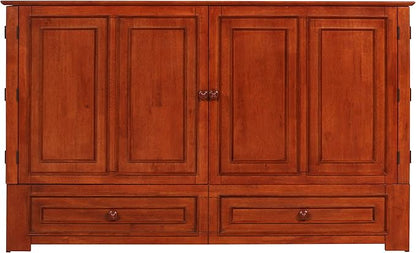 Mega Solutions Emurphybed Paradiseo Murphy Cabinet Chest Bed with Charging Station 8 Inch, Queen (Cherry)