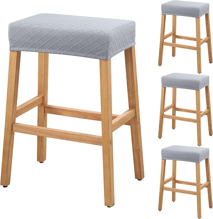 YISUN Stool Covers Rectangle - 4 Pack Stretch Waterproof Saddle Seat Cover Counter Bar Stools Bar Chairs Covers Kitchen Island Chairs Cushion Protector