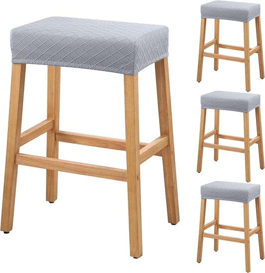YISUN Stool Covers Rectangle - 4 Pack Stretch Waterproof Saddle Seat Cover Counter Bar Stools Bar Chairs Covers Kitchen Island Chairs Cushion Protector
